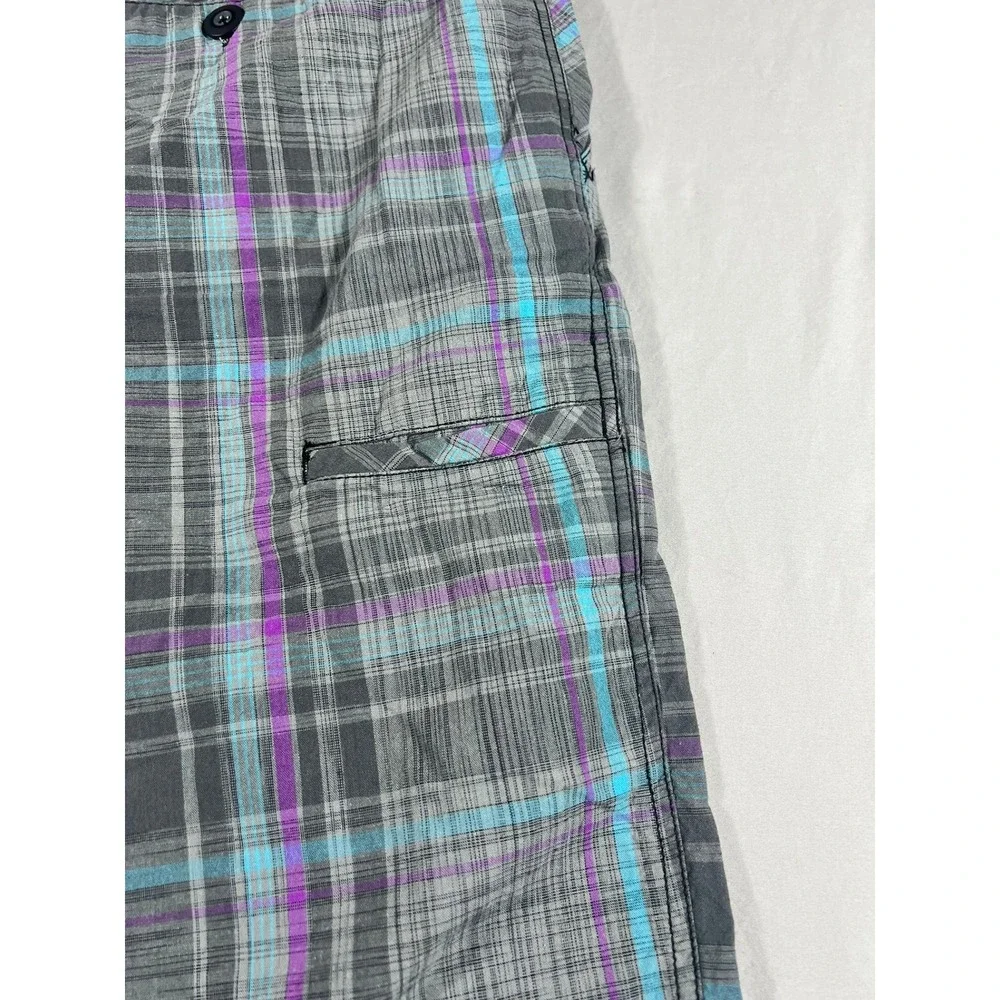 Vintage‎ Ocean Pacific OP Men's Plaid Shorts Grey Purple Turquoise Size 42